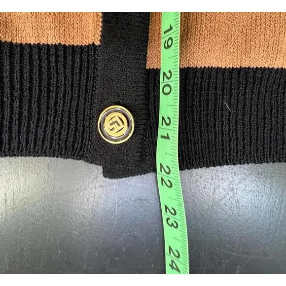 ST JOHN COLLECTION Tan & Black Cardigan Sweater - sz 8 - Picture 7 of 8